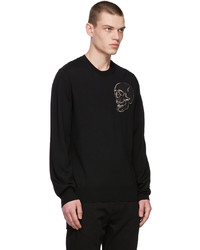 Alexander McQueen Black Wool Skull Crewneck Sweater