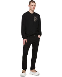 Alexander McQueen Black Wool Skull Crewneck Sweater