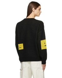 Acne Studios Black Yellow Logo Wool Sweater