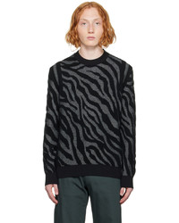 Ps By Paul Smith Black Zebra Stripe Sweater