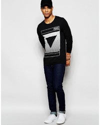 Asos Brand Muscle Long Sleeve T Shirt With Paris Print