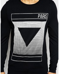 Asos Brand Muscle Long Sleeve T Shirt With Paris Print