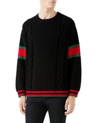 Gucci Cable Knit Wool Crewneck Sweater