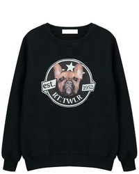 ChicNova Dog Head Print Stuffed Sweatshirt