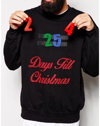 Reclaimed Vintage Christmas Sweatshirt With Stick On Countdown Days To Christmas