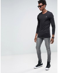 Religion Crew Neck Long Sleeve T Shirt In Muscle Fit