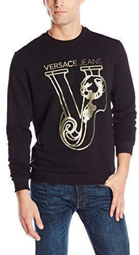 versace jeans crew neck logo sweatshirt black