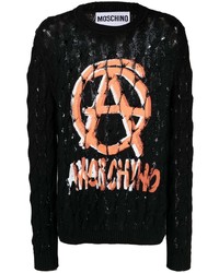 Moschino Logo Print Cable Knit Jumper