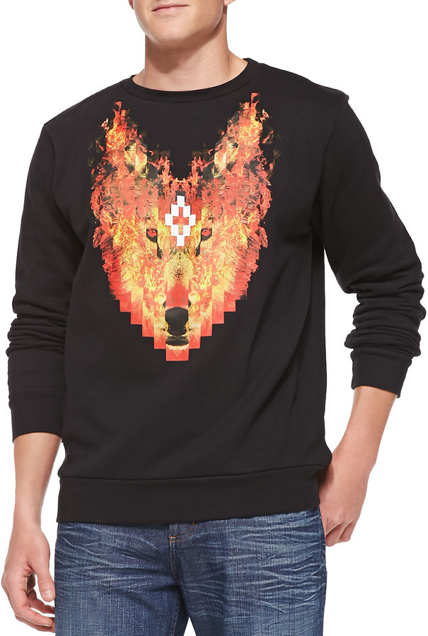 vasketøj Før kun Marcelo Burlon County of Milan Marcelo Burlon Fire Wolf Graphic Sweatshirt  Black, $425 | Neiman Marcus | Lookastic