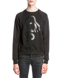 Saint Laurent Metallic Snake Print Sweatshirt Black