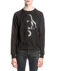 Saint Laurent Metallic Snake Print Sweatshirt Black