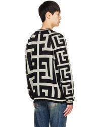 Balmain Off White Black Maxi Monogram Sweater