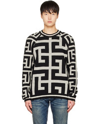 Balmain Off White Black Maxi Monogram Sweater