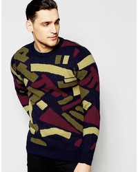 Scotch & Soda Pullover Knitted Sweater With Intarsia Panels