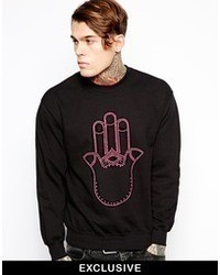 Reclaimed Vintage Sweatshirt With Pink Peace Hand Print