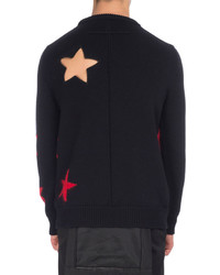Givenchy Star Cutout Intarsia Wool Crewneck Sweater