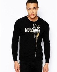 Love Moschino Sweater With Dripping Logo Print Black