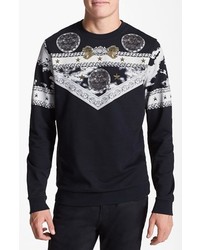 Topman Baroque Print Crewneck Sweatshirt Black Large