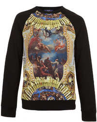 Topman Black Silk Look Printed Sweatshirt
