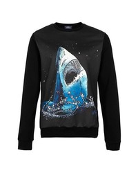 Topman Shark Graphic Sweatshirt Black Small