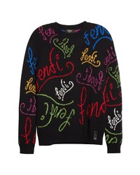 Fendi X Noel Fielding Script Logo Intarsia Wool Sweater