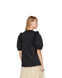 Moncler Genius 4 Moncler Simone Rocha Black Floral Print Puff Sleeve T Shirt
