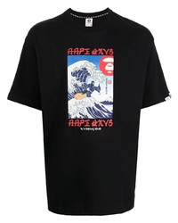 AAPE BY A BATHING APE Aape By A Bathing Ape Wave Print Logo T Shirt
