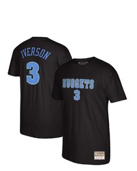 Mitchell & Ness Allen Iverson Black Denver Nuggets Reload 20 Name Number T Shirt