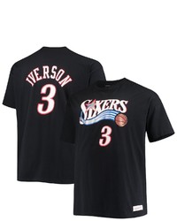 Mitchell & Ness Allen Iverson Black Philadelphia 76ers Big Tall Hardwood Classics Name Number T Shirt