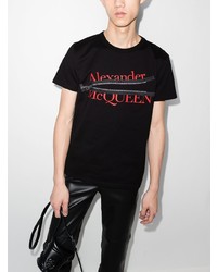 Alexander McQueen Amq Zipped Logo Ss Tee Blk