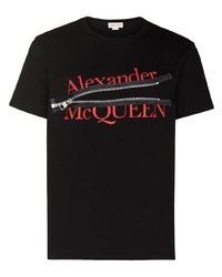 Alexander McQueen Amq Zipped Logo Ss Tee Blk