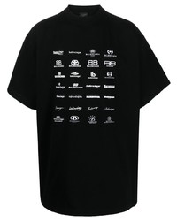 Balenciaga Archives Logos Print Cotton T Shirt