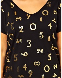 Asos Curve T Shirt With V Neck And Number Foil