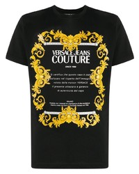 VERSACE JEANS COUTURE Baroque Etichetta Print Cotton T Shirt