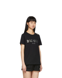 Balmain Black 3 Button Logo T Shirt