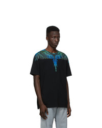 Marcelo Burlon County of Milan Black And Blue Neon Wings T Shirt