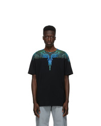 Marcelo Burlon County of Milan Black And Blue Neon Wings T Shirt