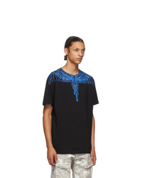 Marcelo Burlon County of Milan Black And Blue Pictorial Wings T Shirt