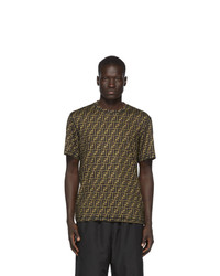 Fendi Black And Brown Forever All Over T Shirt