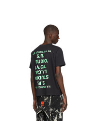 S.R. STUDIO. LA. CA. Black And Green Unlimited Srs Double Logo Basic T Shirt