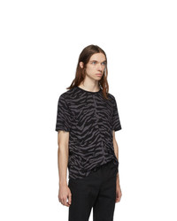 Saint Laurent Black And Grey Zebra T Shirt