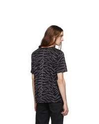 Saint Laurent Black And Grey Zebra T Shirt