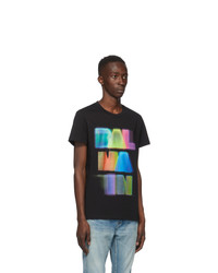 Balmain Black And Multicolor Logo T Shirt
