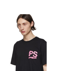Ps By Paul Smith Black And Pink Logo T Shirt