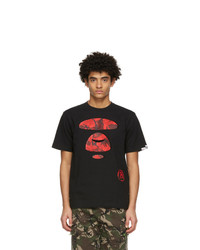 AAPE BY A BATHING APE Black And Red Camo Logo T Shirt