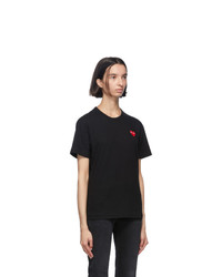Comme Des Garcons Play Black And Red Fit Patch Heart T Shirt