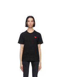 Comme Des Garcons Play Black And Red Fit Patch Heart T Shirt