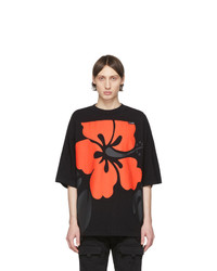 Palm Angels Black And Red Hibiscus Logo T Shirt