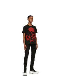 Alexander McQueen Black And Red Skull Print T Shirt