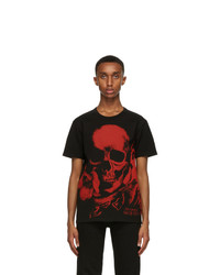 Alexander McQueen Black And Red Skull Print T Shirt